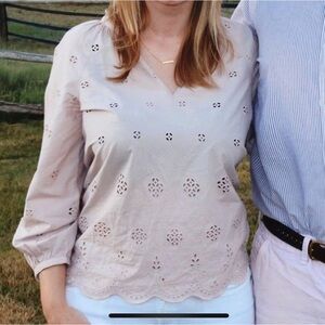 Beige Eyelet Blouse